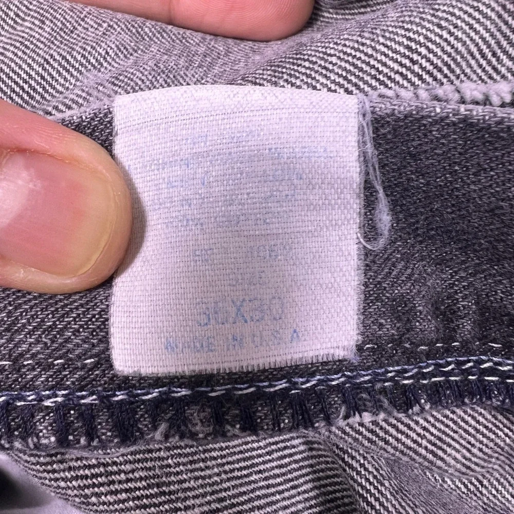 Vintage Mens Gray Wash Denim Jeans 36x30 Straight Leg‎ Made in USA Casual